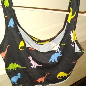 SHEIN DINOSAUR PRINT CROP TANK TOP SIZE XS